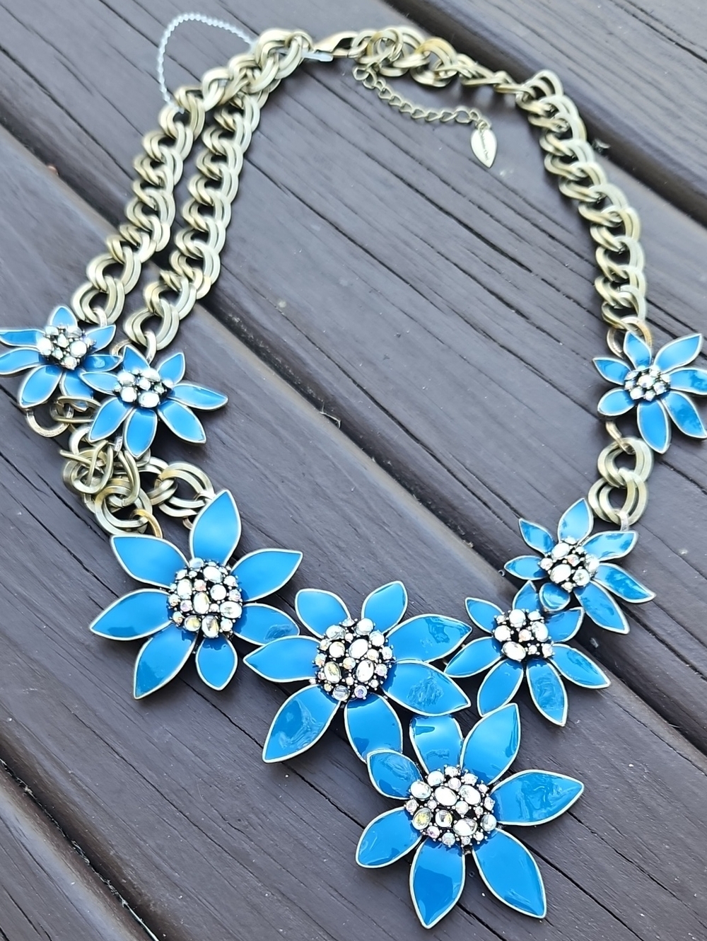 Coldwater Creek Blue Floral Statement Necklace